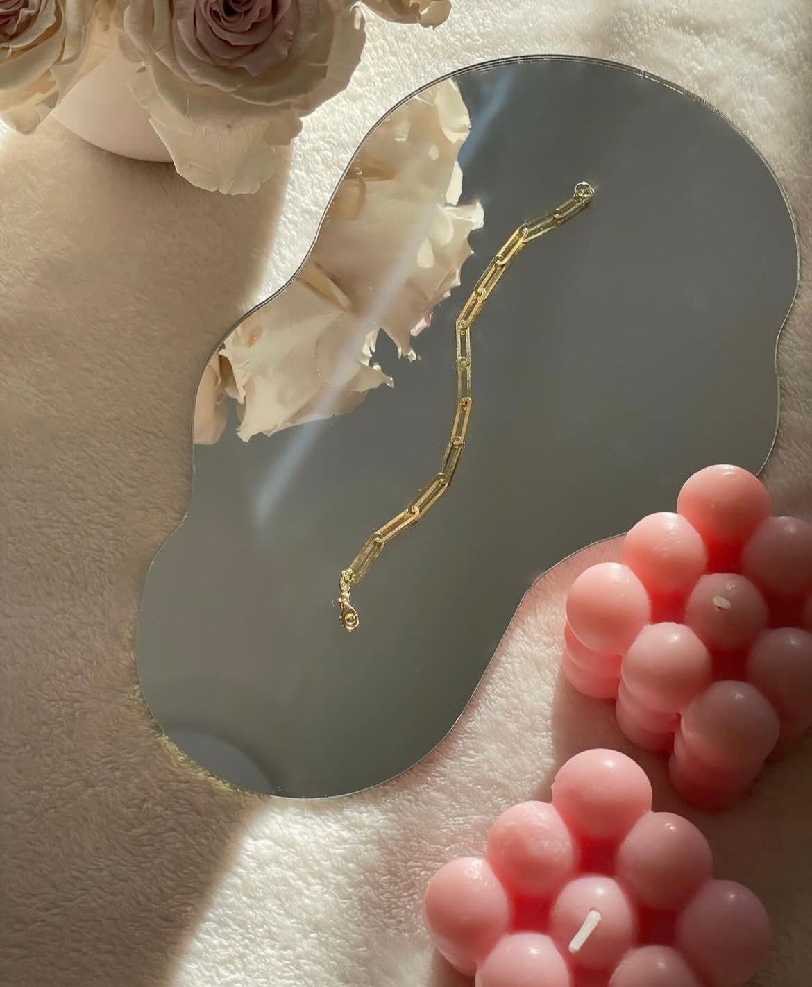 Paper Clip Chain Bracelet, 18K Solid Gold