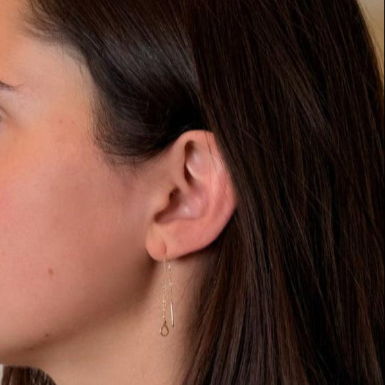 Drop Dangle Earrings, 18K Solid Gold