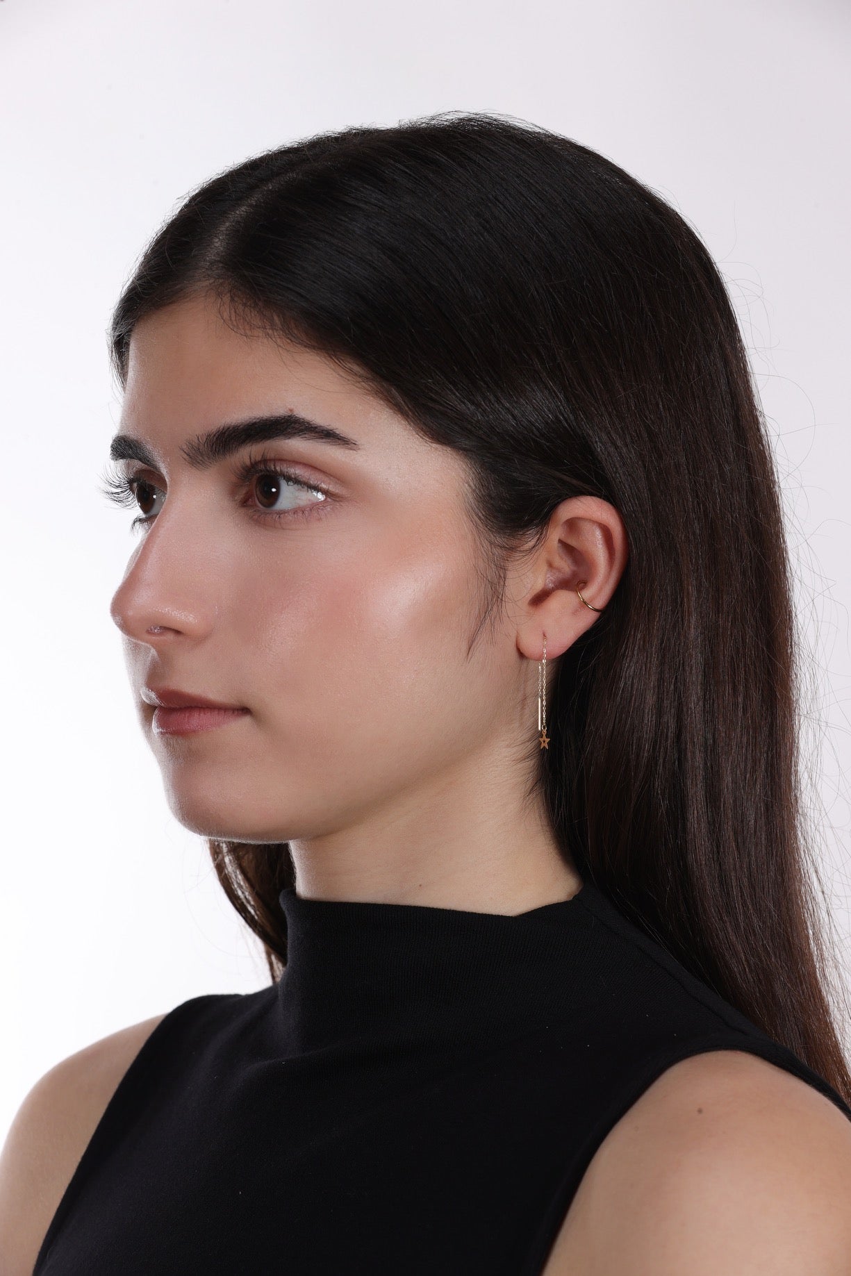 Star Drop Earrings, 18K Yellow Gold