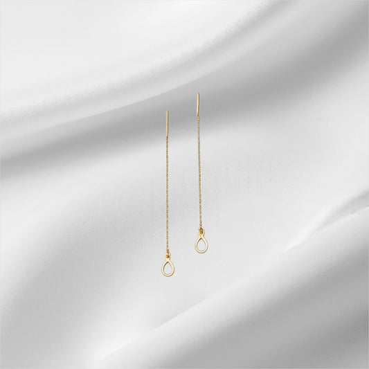 Drop Dangle Earrings, 18K Solid Gold