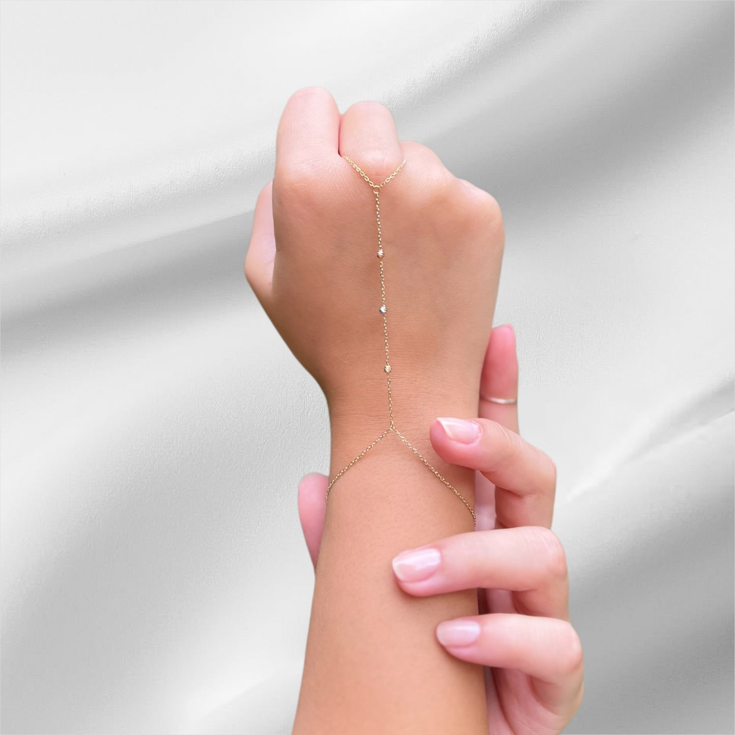 Elle Hand Chain, 18K Solid Gold