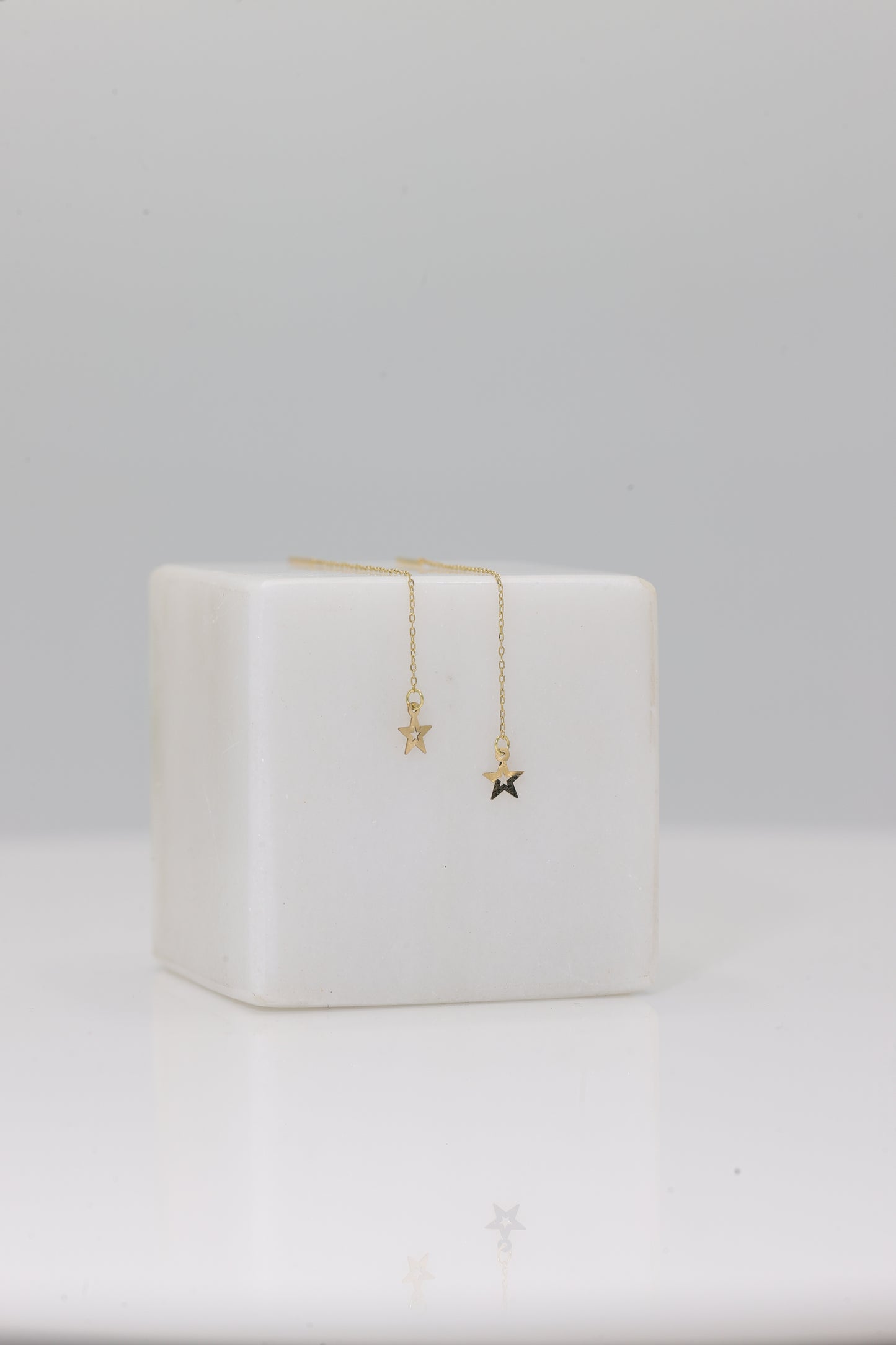 Star Drop Earrings, 18K Yellow Gold