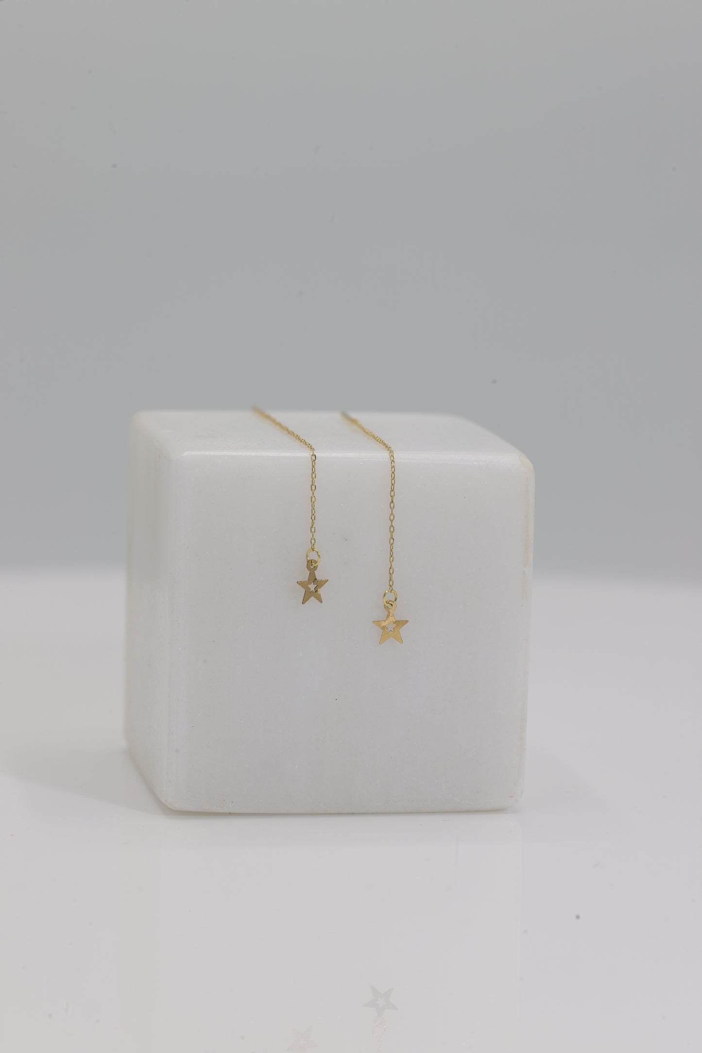 Star Drop Earrings, 18K Yellow Gold